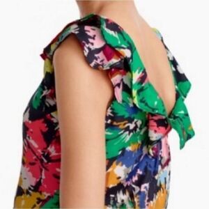 J CREW SILK Flutter Sleeve Floral Top